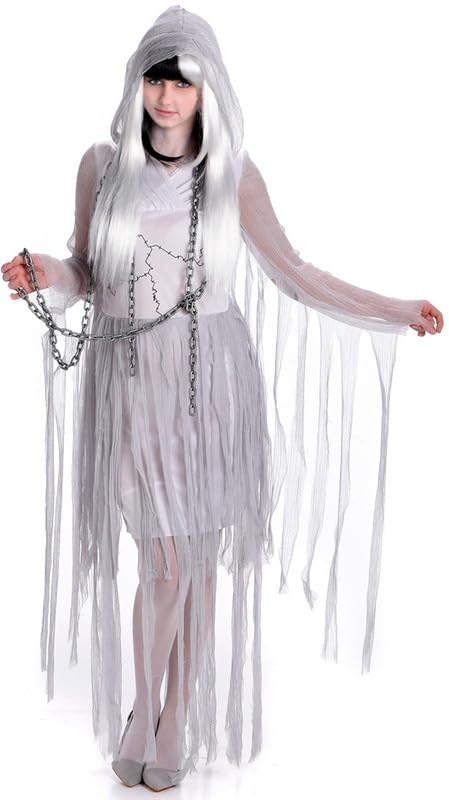 My Illusions Chained Ghoul Womens Halloween Costume Adults Ghost Fancy Dress Outfit (Medium UK 12-14)