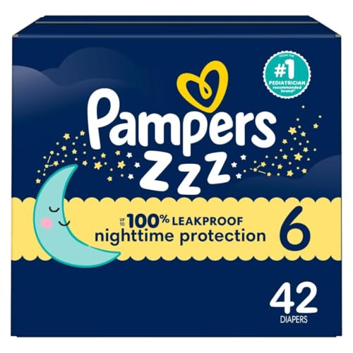 Pampers ZZZ Overnight Diapers, Size 6 (35+ lbs), 42 Count, Nighttime Protection…