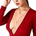 Gleamart Women Multi-Layer Sequins Choker Layered Beads Long Sweater Chain Necklace with Cross Pendant Gold