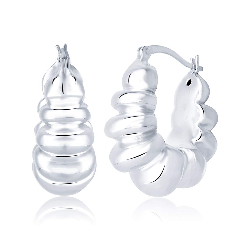 Charmsy 925 Sterling Silver Elegant Sterling Silver Jewellery Electroform Italian Design Hoop Earrings for Women 26 MM | Lightweight Silver Earrings Jewellery Gift for Women