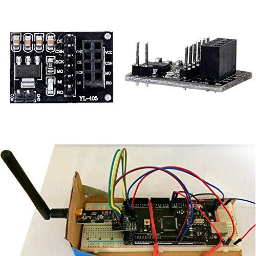 WayinTop 2pcs NRF24L01+PA+LNA RF Transceiver Module with SMA Antenna 2.4 GHz 1100m + 2pcs NRF24L01 Wireless Module with Breakout Adapter On-Board 3.3V Regulator Compatible Arduino