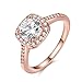 [Forever Love] Women's Pretty 18K Rose Gold Plated Princess Cut CZ Crystal Engagement Rings Best Promise Rings for Her Anniversary Cocktail Arrow Wedding Bands Haoze Collection Jewelry Rings