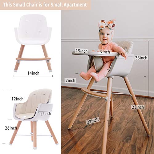 FUNNY SUPPLY 3in1 Convertible Wooden High Chair with Removable Tray