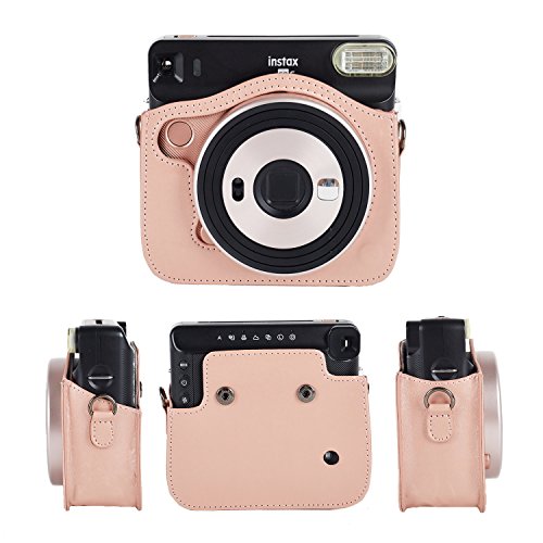 Phetium Schutztasche Kompatibel mit Instax SQ 6 Ex D Sofortbildkamera, Kameratasche mit Weichem PU Leder Material und Schulterriemen (Blush Gold) – Bild 3