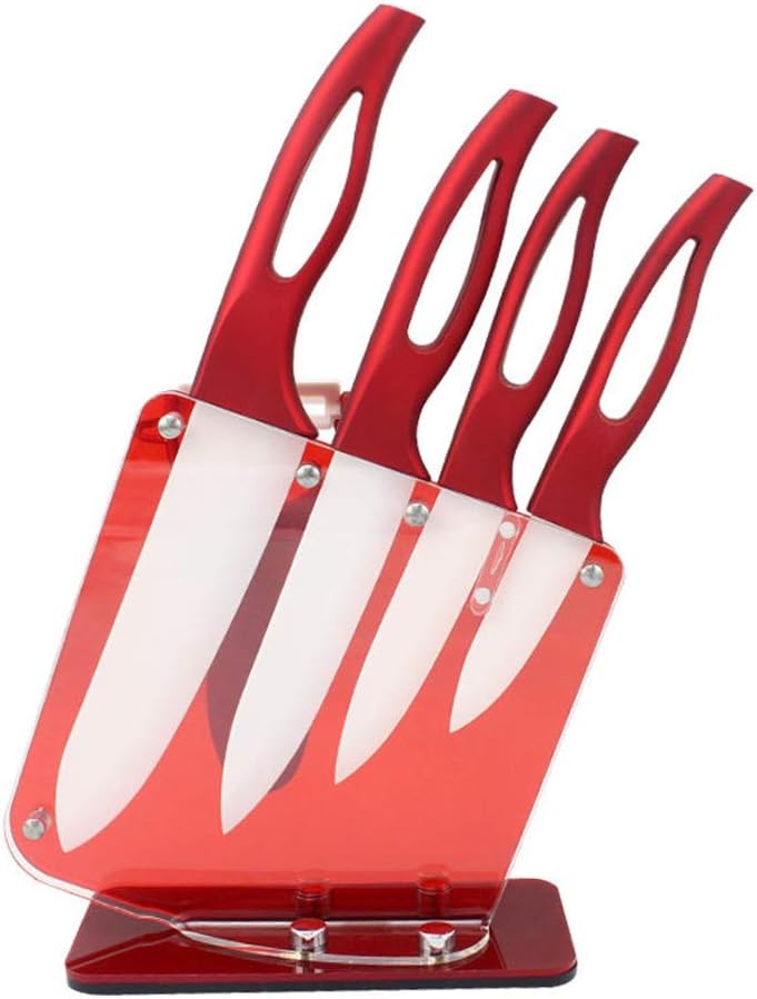 Knife Block Acrylic Transparent with 4 Ceramic knives, 1