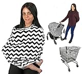 Nursing Cover Breastfeeding Cover Scarf Baby Infant Multi use-Stroller Canopy, Car Seat, Shopping Cart, Swaddle, Hi-Chair. Soft Breathable Washable Boy Girl(Black Chevron)
