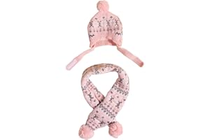 MaruPet Dog Hat & Scarf Set, Knitted Pet Christmas Winter Warm Caps, Cute Accessories Neck Ear Warmer Hood & Warm Scarf, Party Decoration for Cat & Dog, Small A-Pink Wave Small