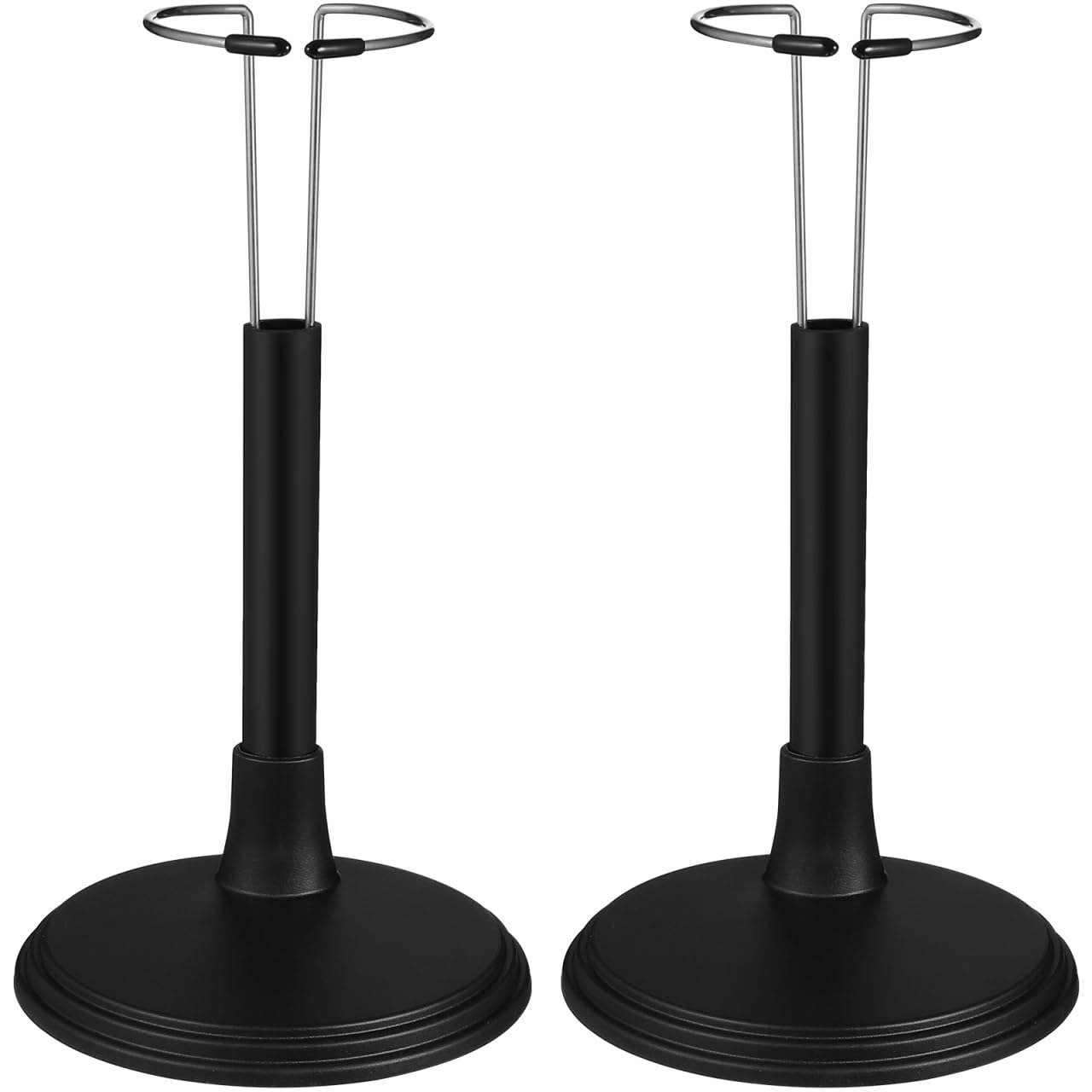 TOYANDONA Adjustable Doll Display Stand: 2pcs Black Doll Display Holder Rack for 8-14 Inch - Plastic Action Figure Stands for Collectors and Hobbyists