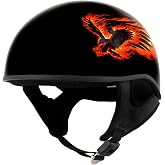 Hot Leathers HLD1006 Black Out Eagle Motorcycle DOT Approved Skull Cap Half Helmet Bikers
