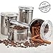 Home Intuition Round Stainless Steel Airtight Canister Set with Clear Acrylic Lid and Locking Clamp, Set of 4
