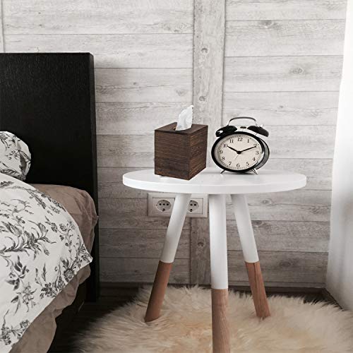 JOYOHOME Wooden Tissue Box Cover with Slide-Out Bottom Panel Square Farmhouse Tissue Box Holders Decorative Facial tissues Cube Box Holder for Bathroom, Bedroom, Dinner Table, Office