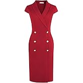 GRACE KARIN Women Work Bodycon Dresses 2026,Business Office Midi Cap Sleeve Button Pencil Formal Outfits with Pockets