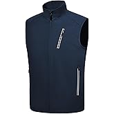 LZACTOIN-X Men's Lightweight Golf Vest Windproof Softshell Vests Outerwear Multi-Pockets Zip Up Sleeveless Jacket