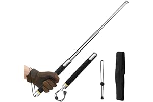 26-Inch Heavy-Duty Tire Thumper – Black Stainless Steel Baton with Ribbed Handle and Wrist Lanyard – Truck Tire Pressure Chec