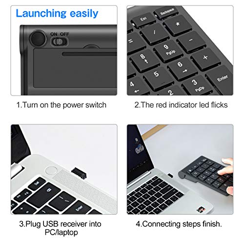 Wireless Numeric Keypad, TRELC Keyboard 22 Keys Multi-Function Number Pad with 2.4G Mini USB Receiver for Laptop, PC, Desktop, Notebook