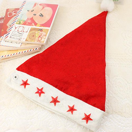 TOPUNDER Kids Santa Claus Red Cap Flashing Star Light Christmas Caps Xmas Party Hats