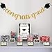 Graduation Decorations 2021 - Candy Bar Buffet Glitter Banner Sign Label Tent Cards Set - Grad Party Supplies Decor for Highschool Prek - Black and Gold
