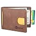 RFID Blocking Bifold Slim Genuine Leather Thin Minimalist Front Pocket Wallets for Men Money Clip (Coffee)