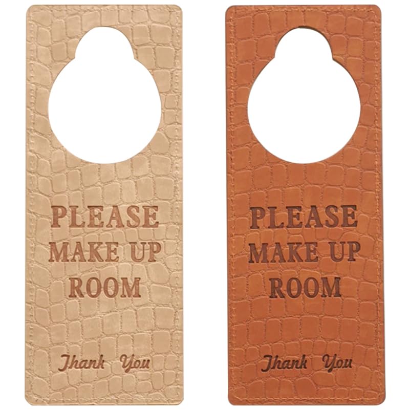 2Pcs Double-Sided Please do Not Disturb Door Hanger Sign - Pu Leather Door Knob Sign for Privacy in Hotels Offices & Homes