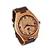 Viable Harvest Men’s Wood Watch, Unique Sundial Design, Natural Bamboo, Genuine Leather and Gift Box (Brown)