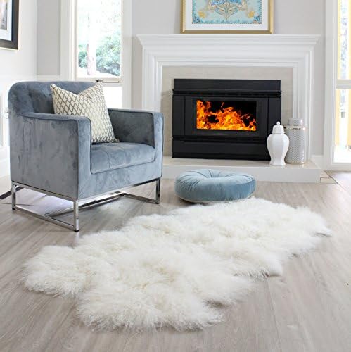 ELuxury Home Genuine Ivory White Tibetan Mongolian Sheepskin Fur Area Floor Runner Rug 35x70 / 90x170cm