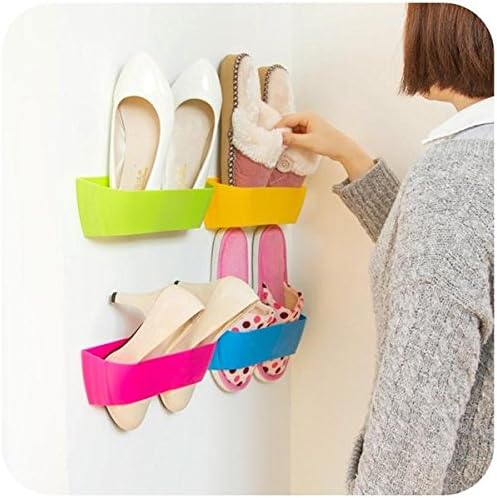 DIY Paste Three-Dimensional Super Glue Hanging-Shoe Shelf Rack Wall Bureau Storage Box (Random: Color)