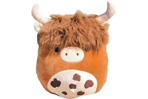 WEIGHTEDPLUSH 18’’ Scottish Highland Cow Plush Toys Cute Soft Highland Cow Stuffed Animal Pillow Kawaii Brown Fluffy Cow plushie for Kids Girls Boys Birthday Valentines Day