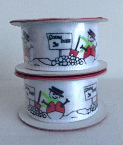 Snowman Snow Balls 5/8" Satin Ribbon - 2 Rolls of 4 Ft. (90323)