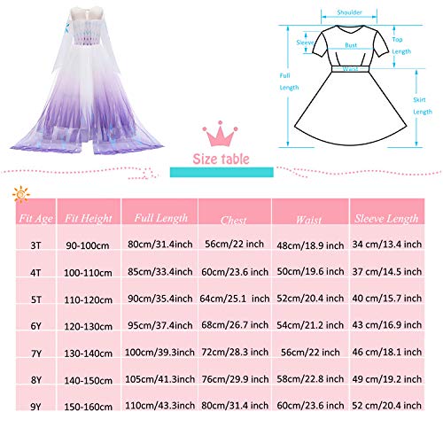 YOJOJOCO Princess Costume Halloween Girls\' Dresses Birthday Party Dress Up Clothes for Little Girls Toddlers (7Y - 8Y, White+Purple)
