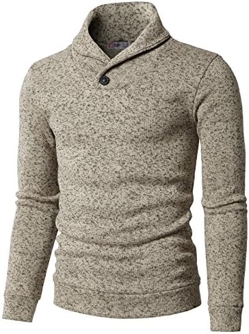 H2H Men's One Button Point Shawl Collar Knited Slim Fit Pullover Sweater