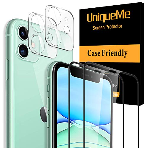 [2+2 Pack] UniqueMe Compatible for iPhone 11 6.1" Tempered Glass Screen
