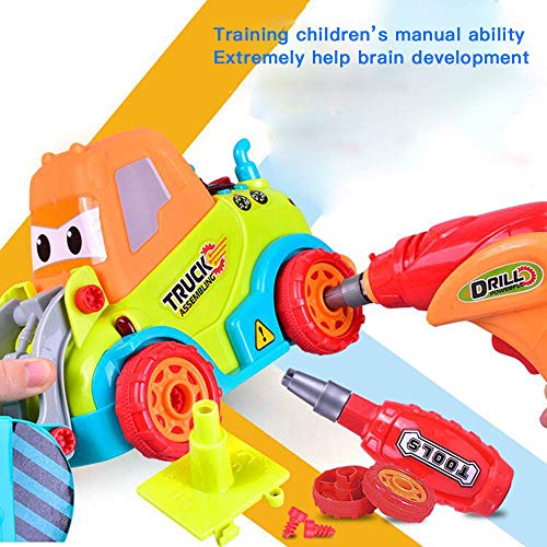 Construction Bulldozer Toy, Bulldozer Vehicles Toy Take Apart STEM Car Kits (Light & Music ) Truck Engineering Vehicle with Drill Tool, Education Building Play Set for Boys Girls (Age 3+) Toddlers