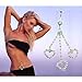 Vktech® New Three Chain Crystal Heart Dangle Navel Belly Button Ring Piercing Jewelry