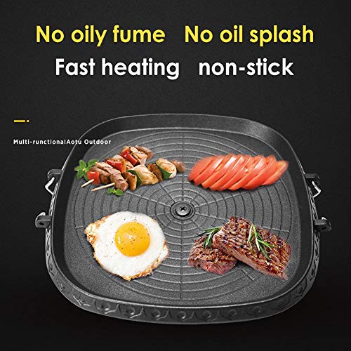 Koreanstyle Grill Pan,Square Nonstick Smokeless Indoor Outdoor BBQ