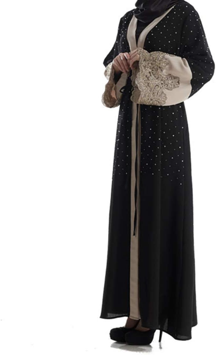 zhruiqunWomen Muslim Dresses Cardigan Long Sleeves Dubai Saudi Arabia Dress Robe