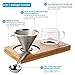 Pour Over Coffee Dripper Set Include Stainless Steel Paperless Reusable Filters, 8 Ounce Glass Cup, Spoon and Bamboo Base, Portable Single Cup Coffee Maker for Home Office - Gift-ready Package
