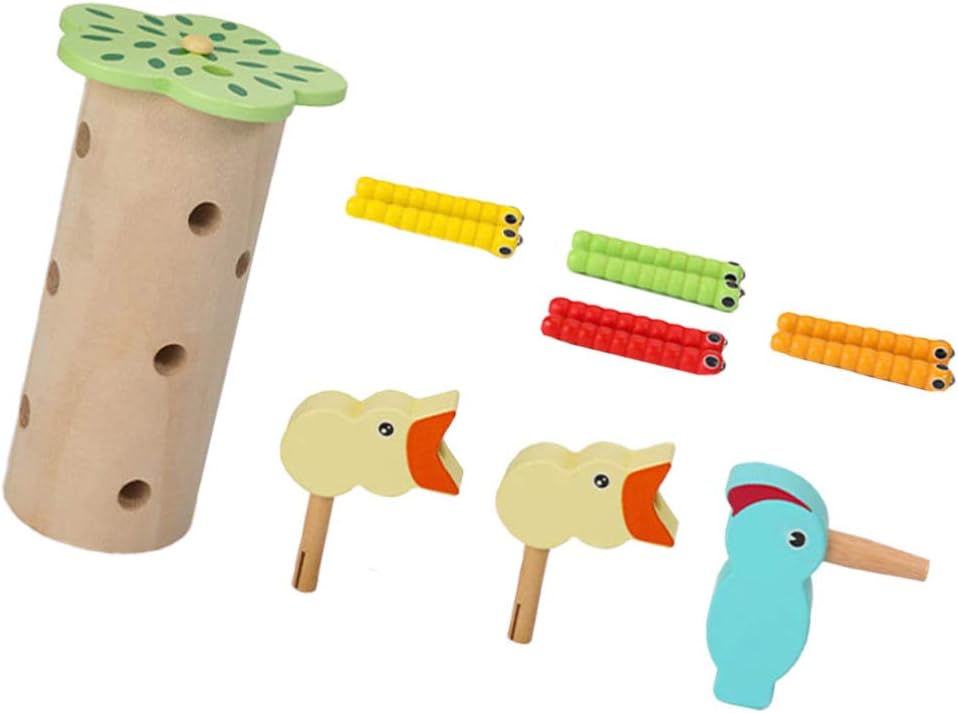 Amazon Nuobesty 磁気幼児のおもちゃキツツキ捕食ワームゲーム細かいモータースキル就学前教育おもちゃ ルーピング ビーズコースター おもちゃ
