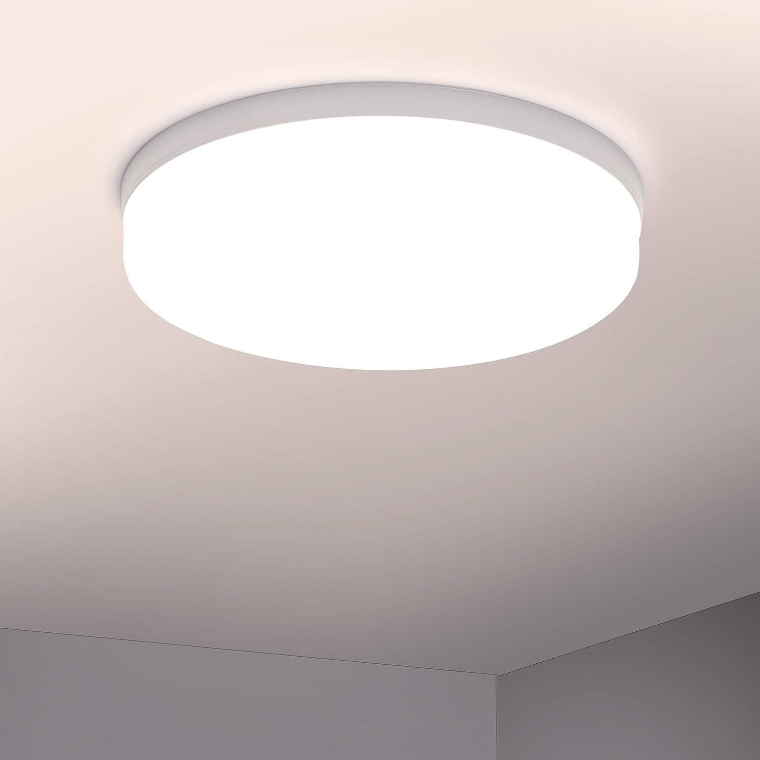 Combuh Ceiling Light 48W 12 Inch Round Flush Mount LED Close to Ceiling Lamp Fixture Warm White 3000K for Kitchen Hallway Balcony Stairwell Not-dimmable - - 