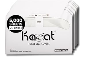 Karat Disposable Toilet Seat Covers – 5000 Sheets of Recycled Paper, Compatible with Half-Fold Dispensers for Commercial Bathroom Hygiene