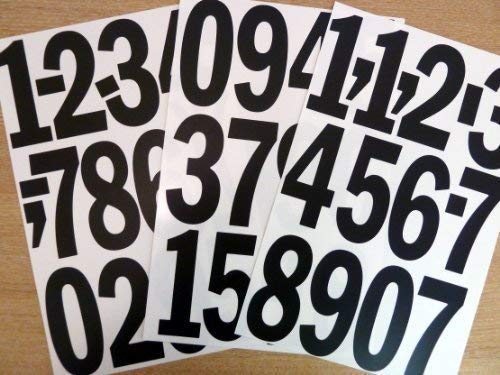 Pack of 35 x 4" (100mm) Black Vinyl Sticky Numbers, Self-Adhesive, Stick on, Cut-to-Shape, Waterproof Numbers for Signs, Vehicles, Boats, Posters & School Projects