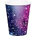 New Galaxy Party Supplies Pack for 16 Guests Including Paper Cups, Paper Dinner Plates, Paper Lunch Napkins, Paper Straws, and Plastic Table Cover (Bundle for 16)