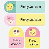 Dotty about Paper 50 Personalised No Iron Waterproof Name Labels Girls Emojis