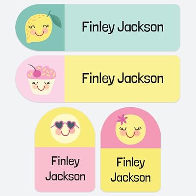 Dotty about Paper 50 Personalised No Iron Waterproof Name Labels Girls Emojis