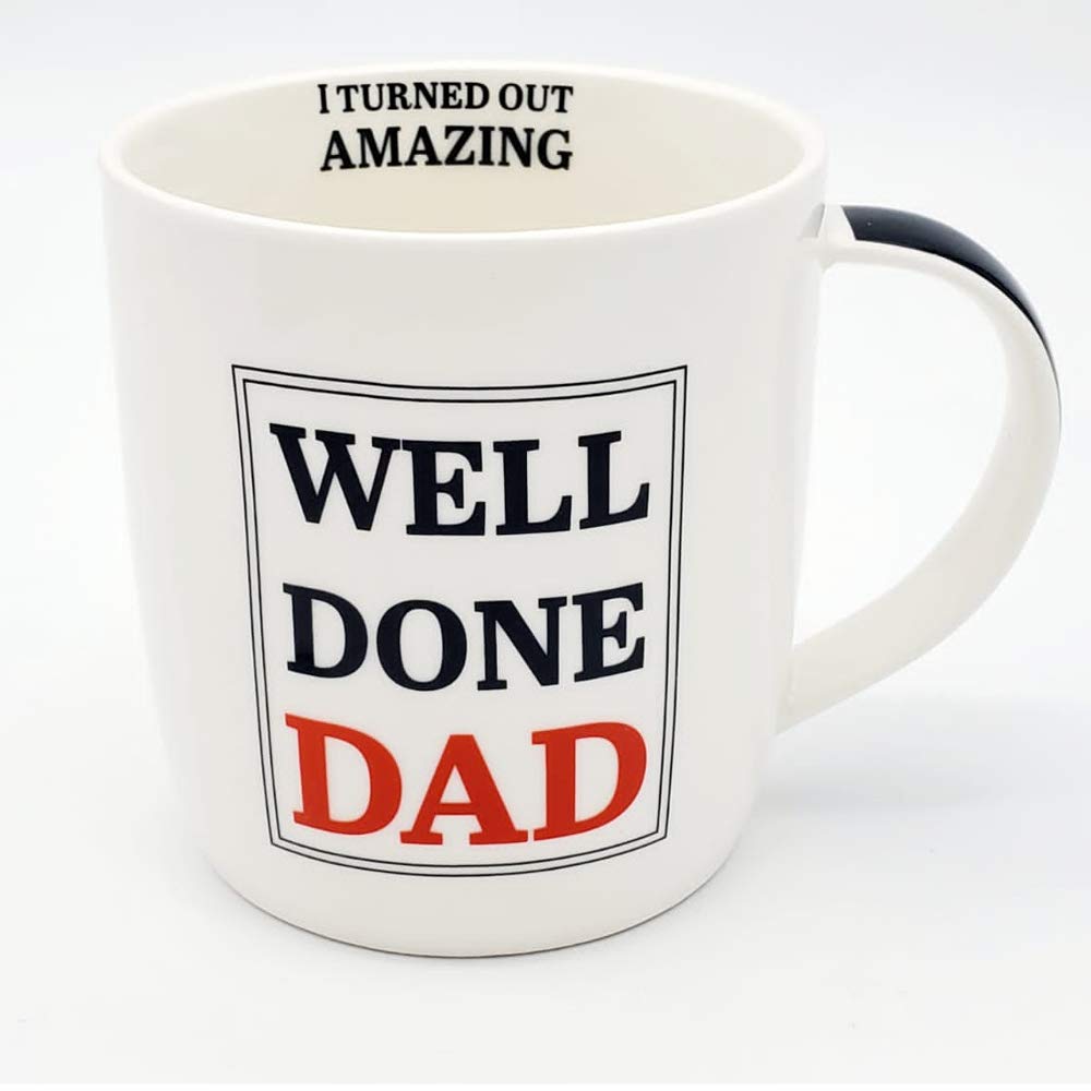 JJA Dad Mug, Unique Design Coffee Mugs for Father’s, Giftable on Special Occasion, Birthday Gift, Present from Daughter and Son (Well Done DAD)