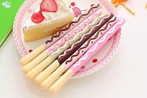 6 Pcs/ Pack New Creative Sweet Bow Biscuit stick design Black Gel Pen 0.5 mm For Office and Student Stationery