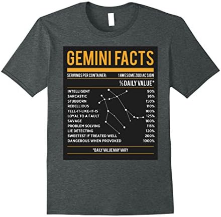 Mens Gemini Facts T-Shirt Medium Dark Heather