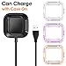 EZCO Compatible with Fitbit Versa Case Plus Charger [3+1 Pack], Exclusive Charging Dock Stand (Can Charge Case On) + Soft TPU Protector Case Bumper for Versa Smart Watch