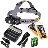 Fenix HL55 900 Lumen CREE XM-L2 T6 LED Headlamp ARE-C1 battery charger, 2 X 18650 ARB-L2 rechargeable batteries and two EdisonBright CR123A Lithium batteries bundle