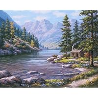 ABEUTY DIY Paint by Numbers for Adults Beginner - Riverside Cottage 16x20 inches Number Painting Anti Stress Toys (No Frame)