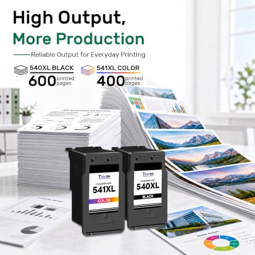 Torvon 540XL 541XL Cartouches pour Canon 540XL 541XL Cartouche PG-540XL CL-541XL pour Pixma MG3650s TS5150 TS5151 MG3550 MG3600 MG3650 MG4250 MX475 MX515 (540XL Noir, 541XL Tri-Couleur)
